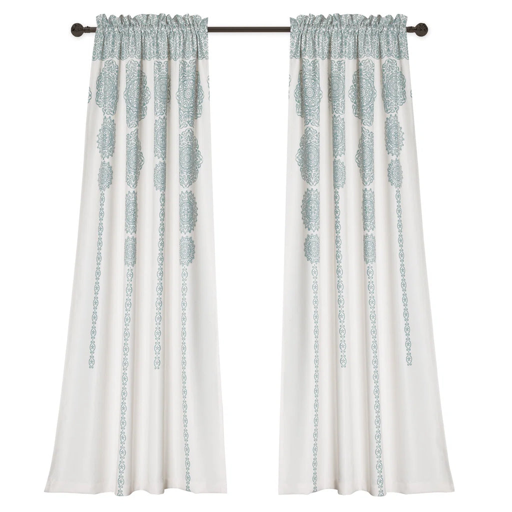 Stripe Medallion Room Darkening Curtain Pair (Set of 2)