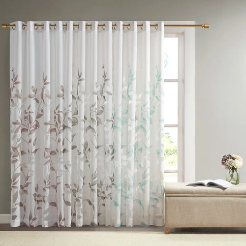 Cecily Floral Printed Burnout Sheer Grommet Single Curtain Panel