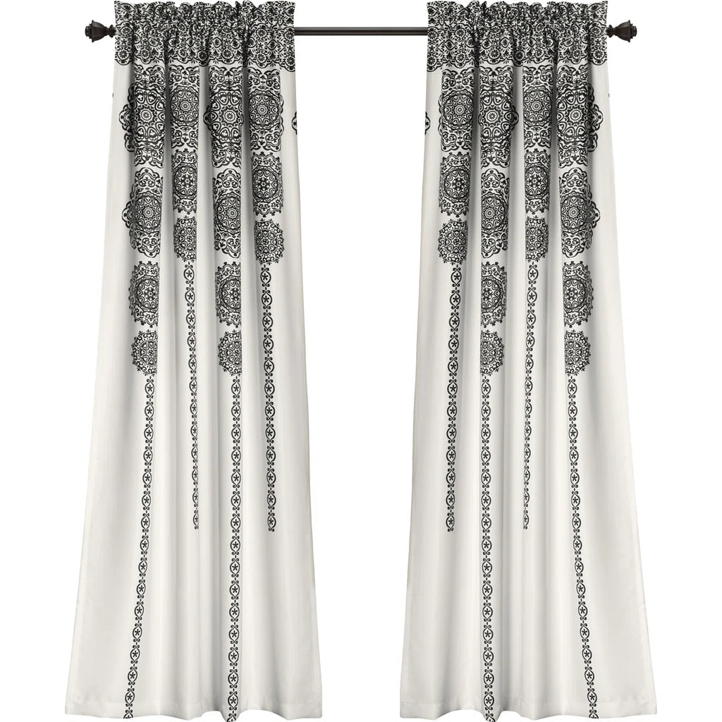 Stripe Medallion Room Darkening Curtain Pair (Set of 2)