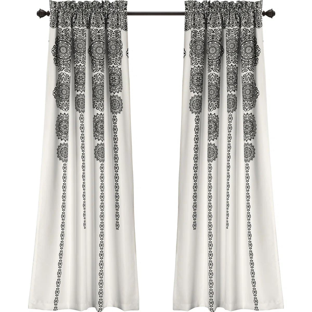 Stripe Medallion Room Darkening Curtain Pair (Set of 2)