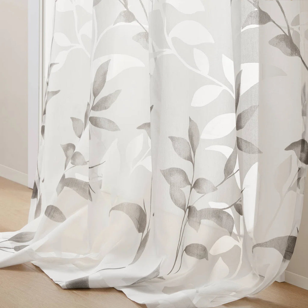 Cecily Floral Printed Burnout Sheer Grommet Single Curtain Panel