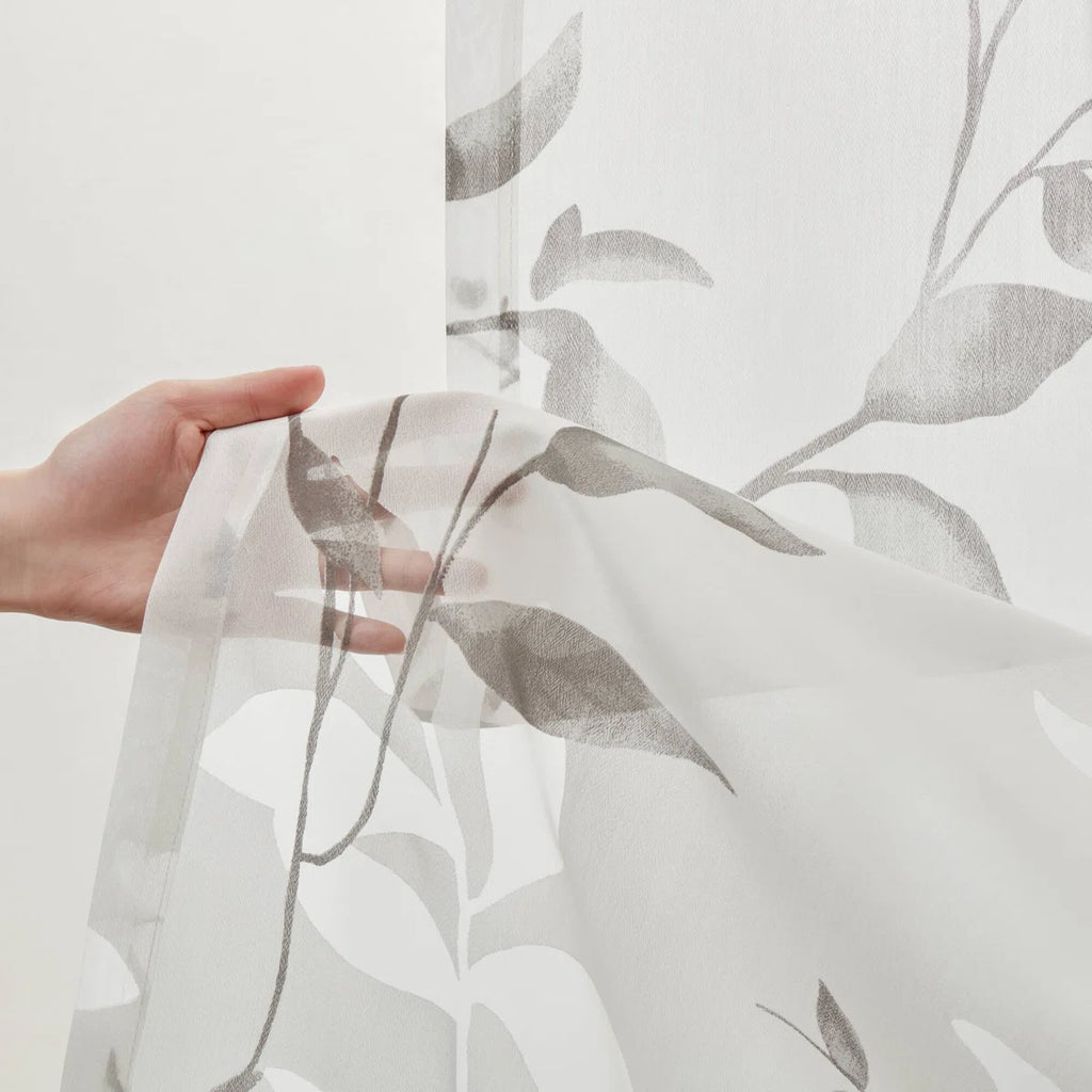 Cecily Floral Printed Burnout Sheer Grommet Single Curtain Panel