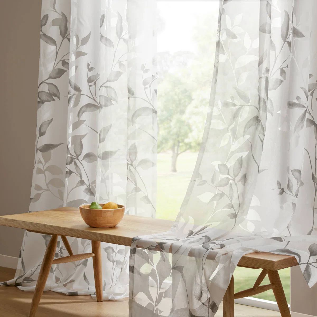 Cecily Floral Printed Burnout Sheer Grommet Single Curtain Panel
