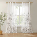 Cecily Floral Printed Burnout Sheer Grommet Single Curtain Panel
