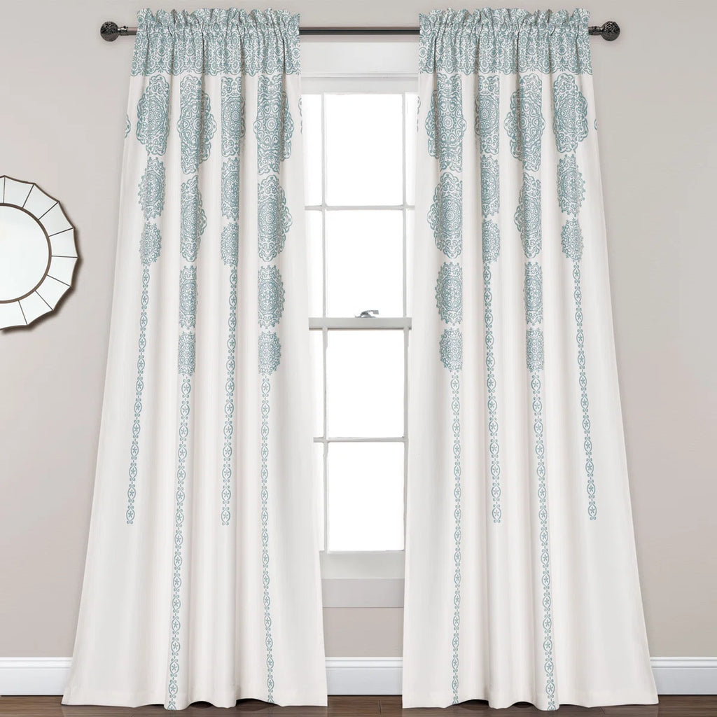 Stripe Medallion Room Darkening Curtain Pair (Set of 2)