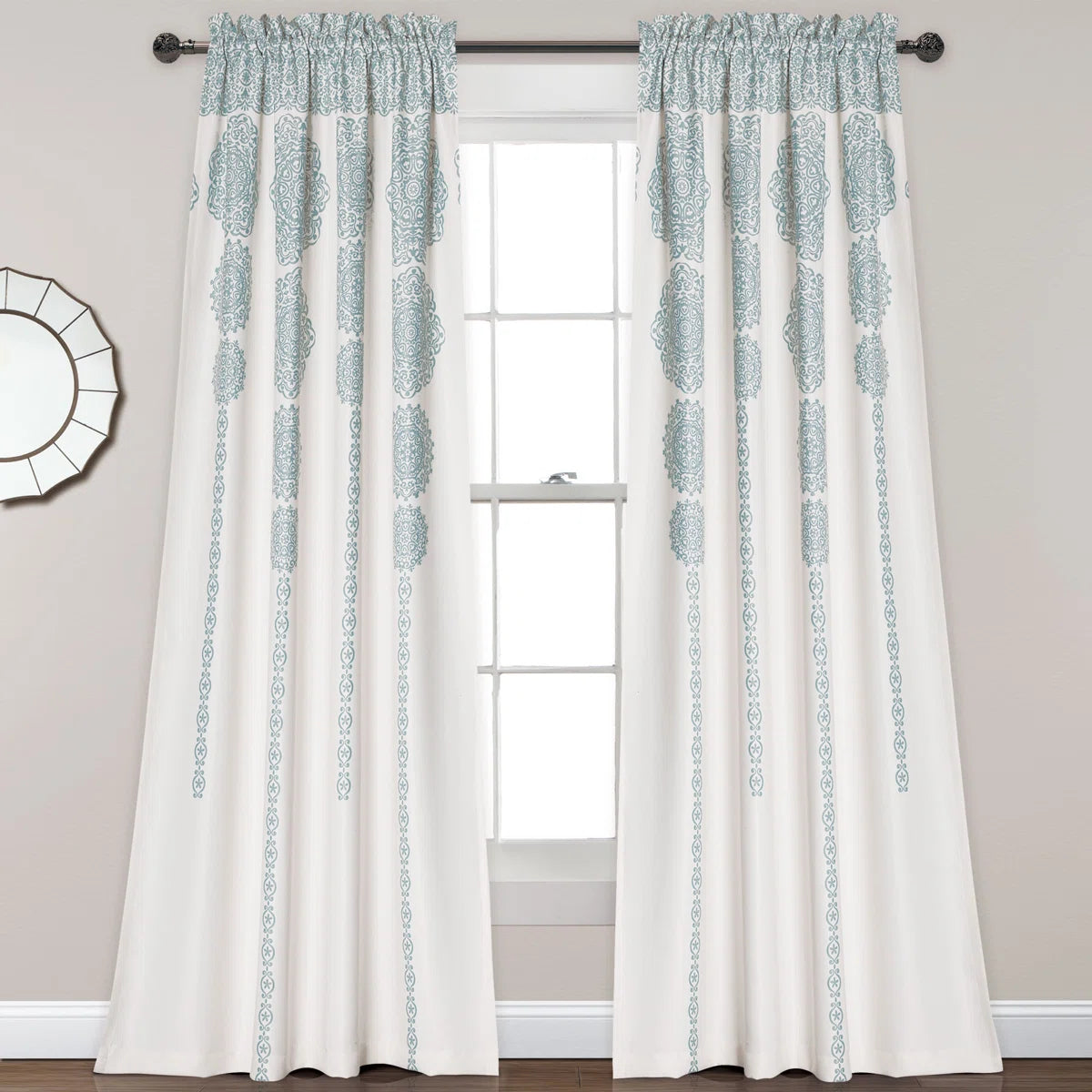 Stripe Medallion Room Darkening Curtain Pair (Set of 2)